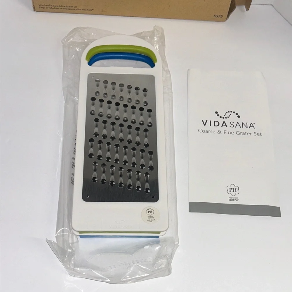 Princess House Vida Sana Coarse & Fine Grater Set - White, Blue, Green